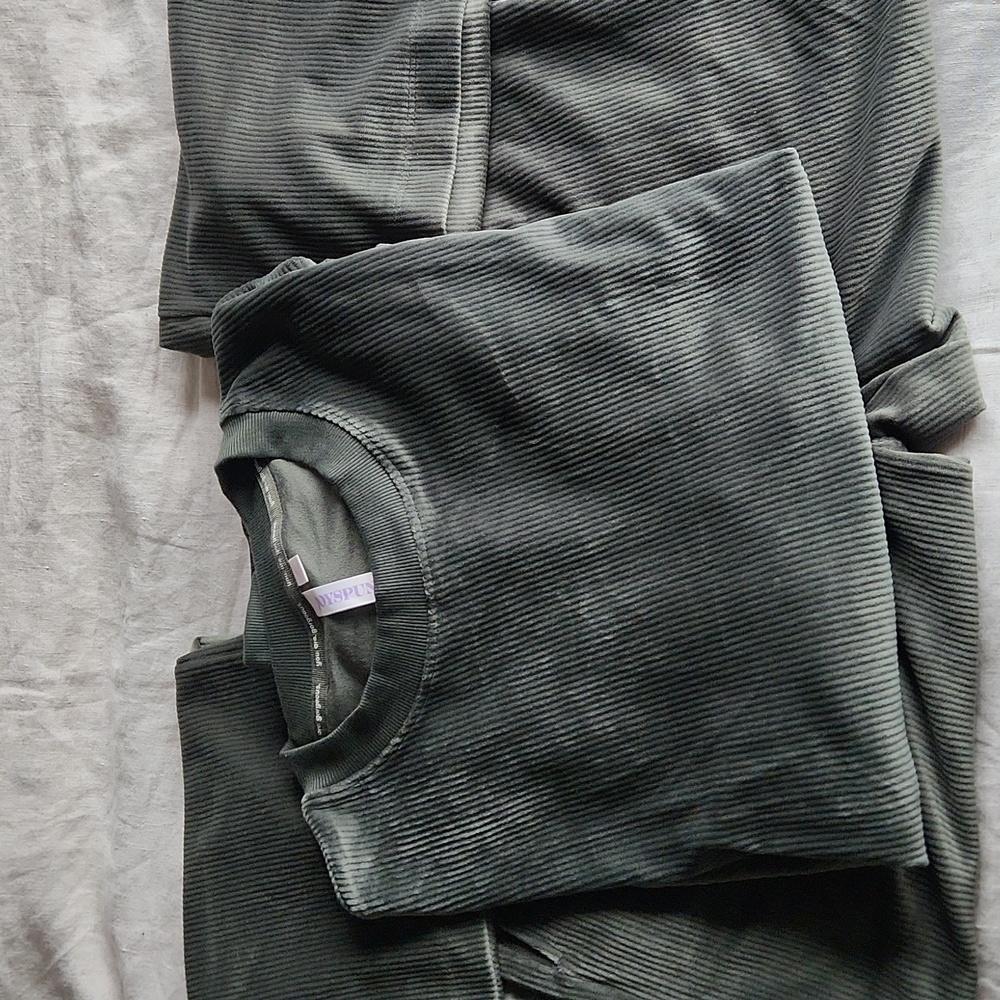 Dark Green Ribbed Loungewear 2pc Set